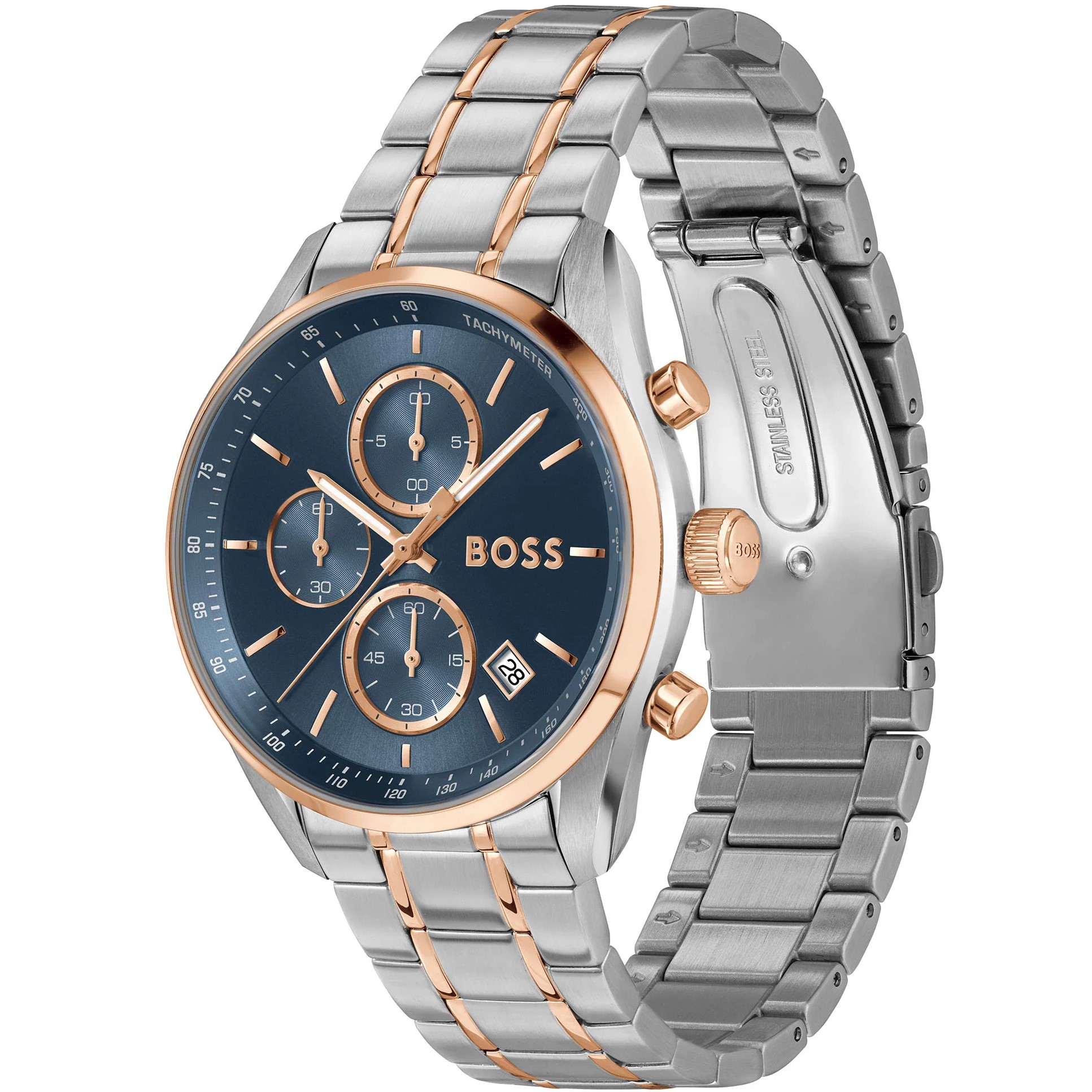 BOSS Grand Prix Chronograph Blue Dial 44mm Two-Tone Rose Gold & Silver Stainless Steel Bracelet 1514260 - 3